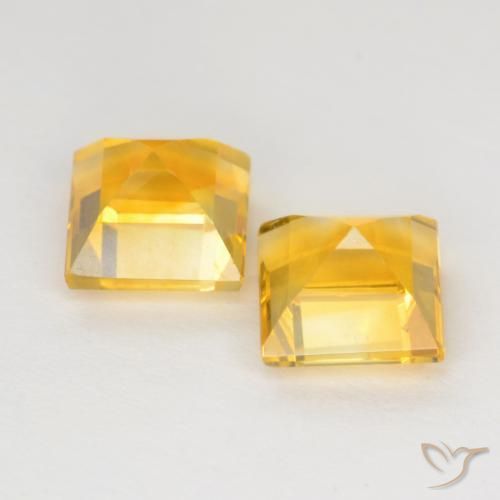 Citrine Gemstones in 6 x 6 mm (calibrated) Size for Sale, Citrine Stones in Medium Golden Color