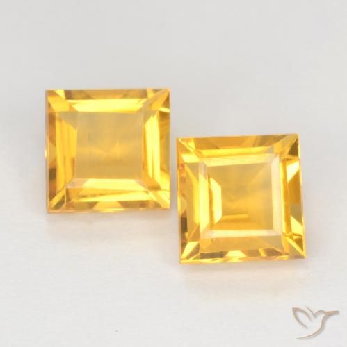 2.17 ct Yellow Citrine, 6.1 x 6 mm Square Cut From Brazil, Photo A