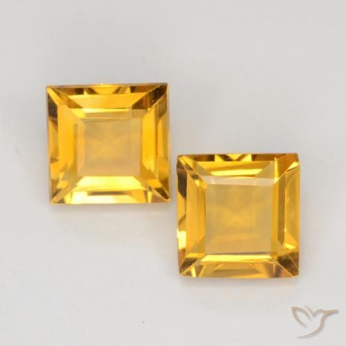 1.88 ct Yellow Citrine, 5.9 x 5.8 mm Square Cut From Brazil, Photo A