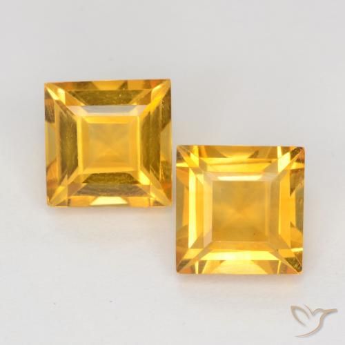 2.14ctw Natural Medium-Light Orange-Gold Citrine, Square, VS