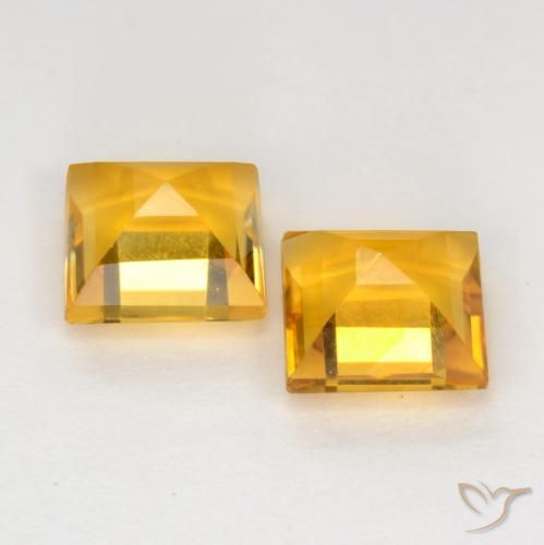 Citrine Gemstones in 6 x 6 mm (calibrated) Size for Sale, Citrine Stones in Medium-Light Orange-Gold Color