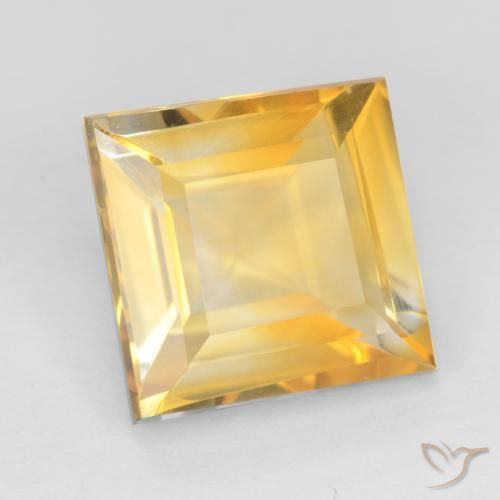 3.16 ct Golden Citrine Stone, Natural Citrine in Square Facet Shape for Sale