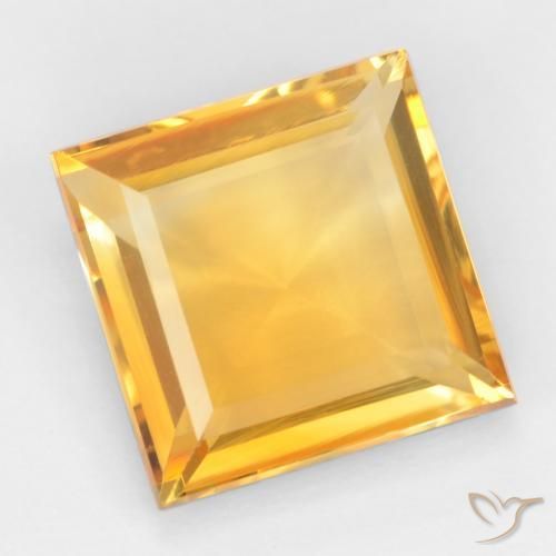 2.77 ct Golden Citrine Stone, Natural Citrine in Square Facet Shape for Sale