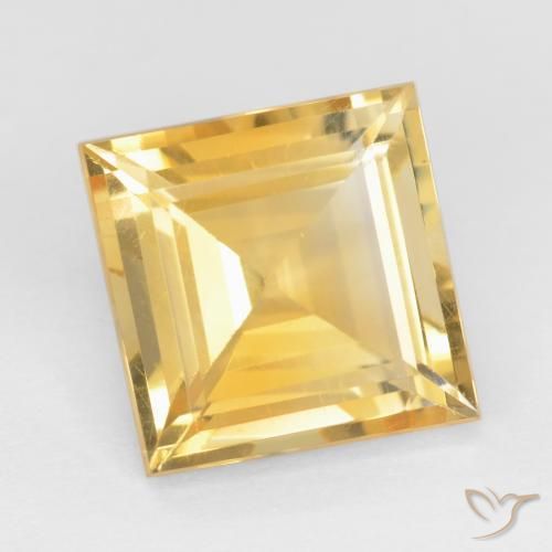 3.03 ct Golden Citrine Stone, Natural Citrine in Square Facet Shape for Sale
