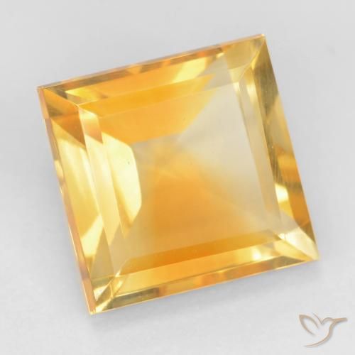 3.27 ct Golden Citrine Stone, Natural Citrine in Square Facet Shape for Sale
