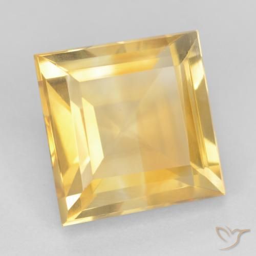 3.04 ct Golden Citrine Stone, Natural Citrine in Square Facet Shape for Sale