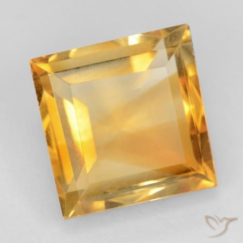 3.02 ct Golden Citrine Stone, Natural Citrine in Square Facet Shape for Sale