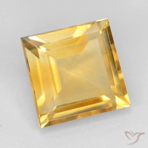 3.49 ct Golden Citrine Stone, Natural Citrine in Square Facet Shape for Sale