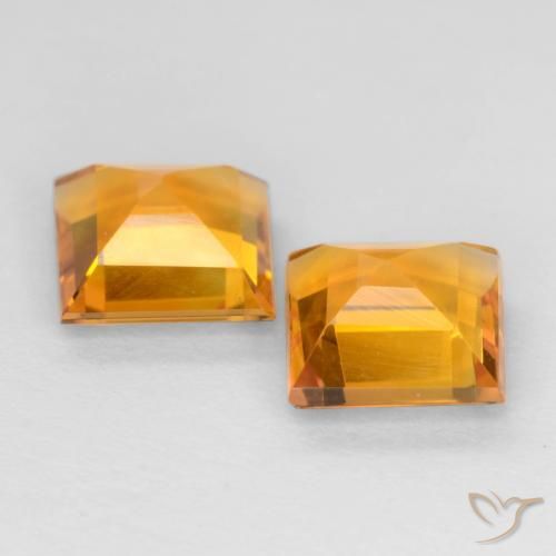 Citrine Gemstones in 6 x 6 mm (calibrated) Size for Sale, Citrine Stones in Medium Orange Color