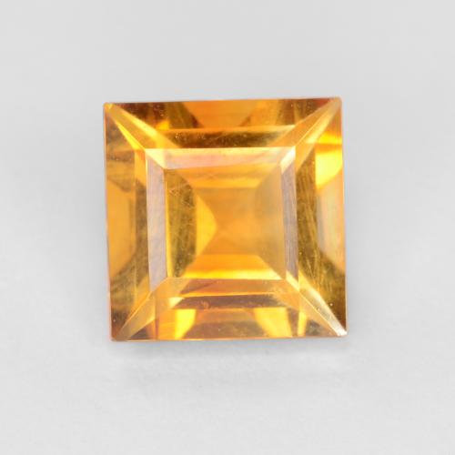 Orange-Gold Цитрин Камень - 1.1ct Фасетный Квадрат (ID: 547373)