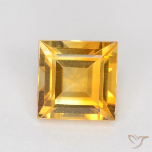 0.95ct Natural Deep Golden Orange Citrine, Square, VS
