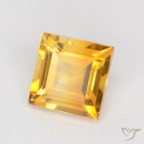 0.95 ct Golden Citrine Stone, Natural Citrine in Square Facet Shape for Sale