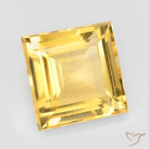 3.43 ct Golden Citrine Stone, Natural Citrine in Square Facet Shape for Sale