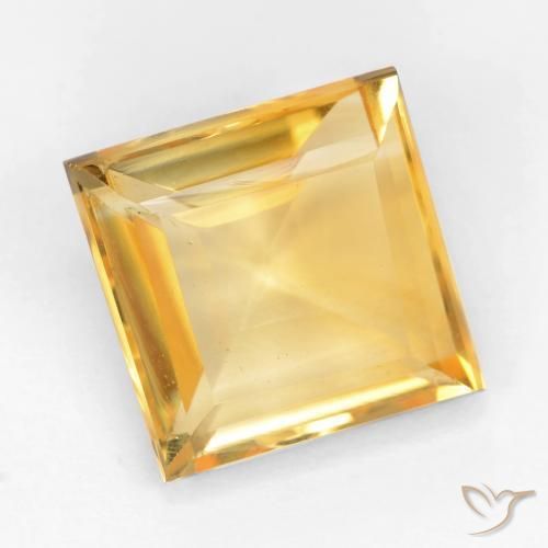3.08 ct Golden Citrine Gemstone, Citrine Gem in Square Facet Shape for Sale.