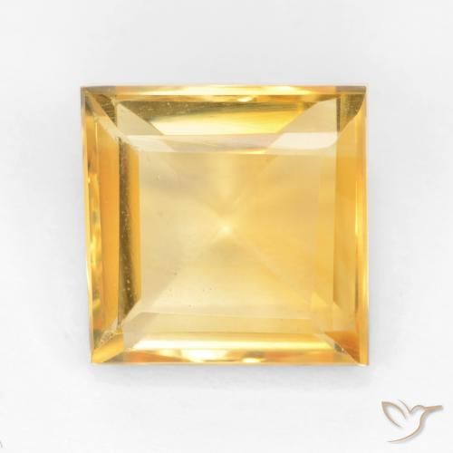 3.08 ct Golden Citrine Stone, Natural Citrine in Square Facet Shape for Sale