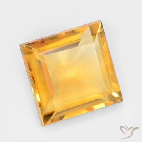 2.78 ct Golden Citrine Stone, Natural Citrine in Square Facet Shape for Sale