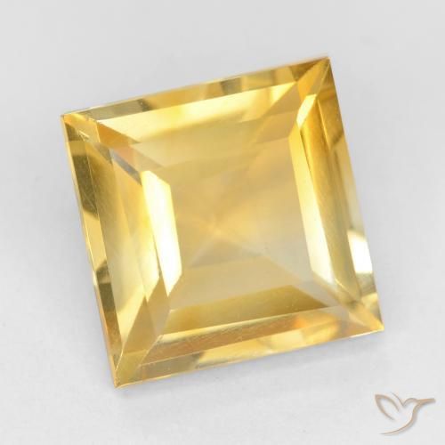 2.21 ct Golden Citrine Stone, Natural Citrine in Square Facet Shape for Sale