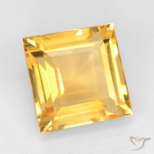 3.50 ct Golden Citrine Stone, Natural Citrine in Square Facet Shape for Sale