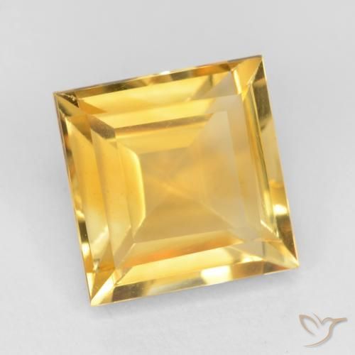 2.66 ct Golden Citrine Stone, Natural Citrine in Square Facet Shape for Sale