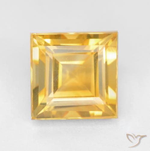 3.66 ct Yellow Citrine, 8.9 x 8.7 mm Square Cut From Brazil, Photo A