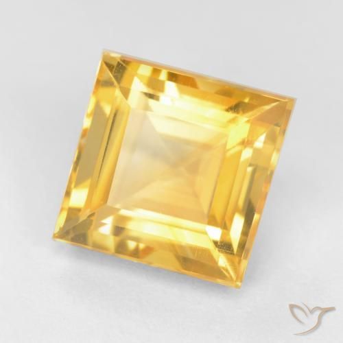 3.66 ct Golden Citrine Stone, Natural Citrine in Square Facet Shape for Sale