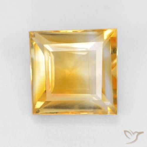 2.1 ct Yellow Citrine, 7.8 x 7.6 mm Square Cut From Brazil, Photo A