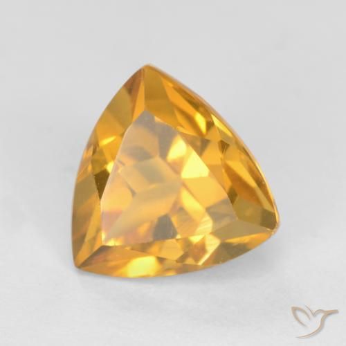1.27 ct Golden Citrine Stone, Natural Citrine in Trillion Facet Shape for Sale