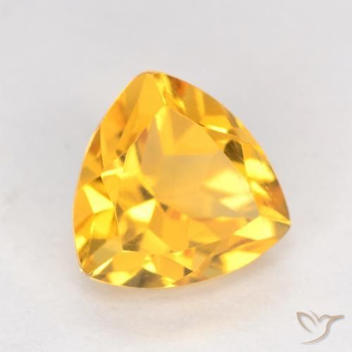 1.21 ct Golden Citrine Stone, Natural Citrine in Trillion Facet Shape for Sale