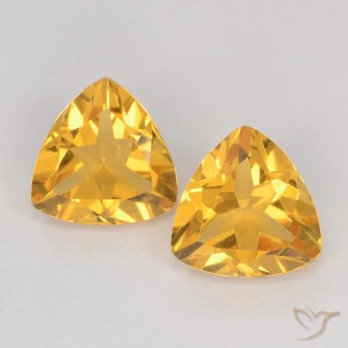 2.03 ct Yellow Citrine, 7.1 x 7 mm Trillion Cut From Brazil, Photo A