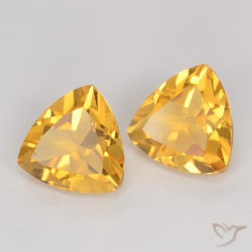 2.03 ctw Golden Citrine Stones, Natural Citrine in Trillion Facet Shape for Sale