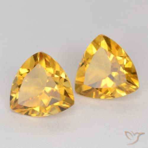 2.00 ctw Golden Citrine Stones, Natural Citrine in Trillion Facet Shape for Sale