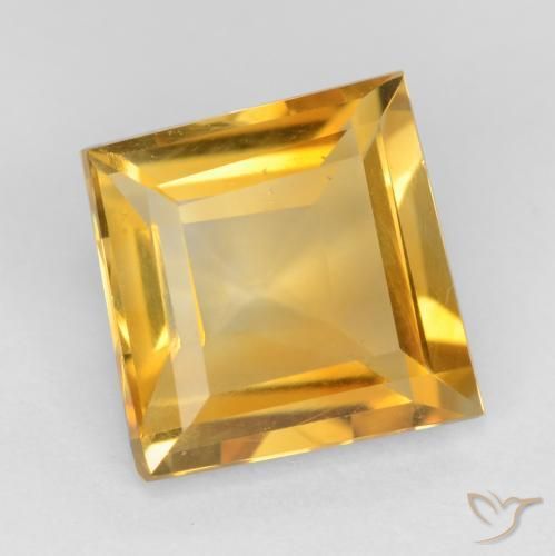 2.12 ct Golden Citrine Stone, Natural Citrine in Square Facet Shape for Sale