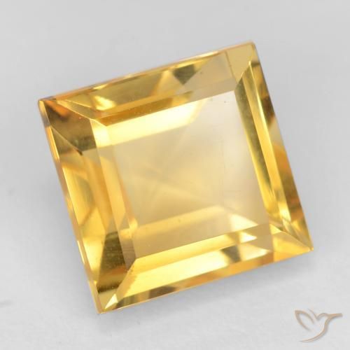 3.79 ct Golden Citrine Stone, Natural Citrine in Square Facet Shape for Sale