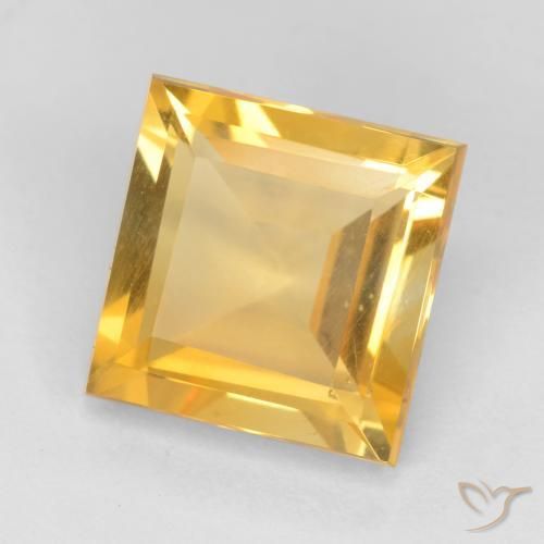 2.63 ct Golden Citrine Stone, Natural Citrine in Square Facet Shape for Sale