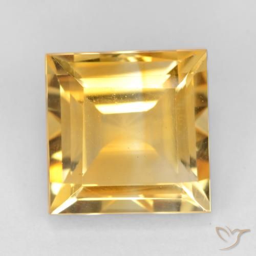 3.43 ct Yellow Citrine, 9 x 8.9 mm Square Cut From Brazil, Photo A