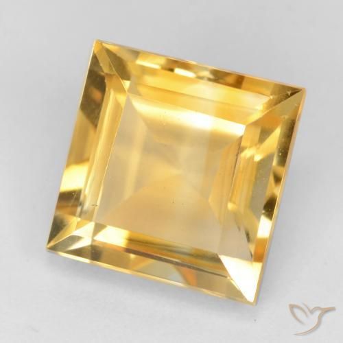 3.43 ct Golden Citrine Stone, Natural Citrine in Square Facet Shape for Sale