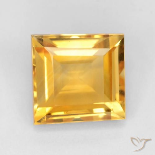 3.31 ct Yellow Citrine, 9 x 8.7 mm Square Cut From Brazil, Photo A