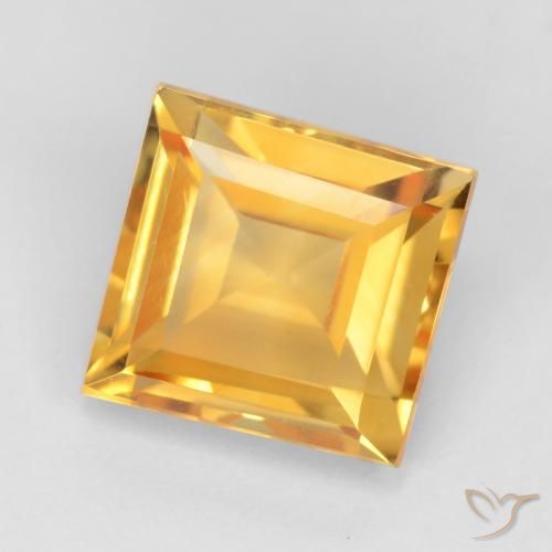3.31 ct Golden Citrine Stone, Natural Citrine in Square Facet Shape for Sale