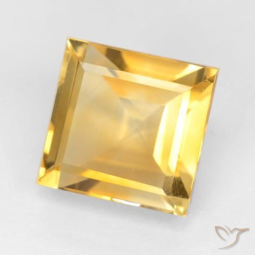3.75 ct Golden Citrine Stone, Natural Citrine in Square Facet Shape for Sale