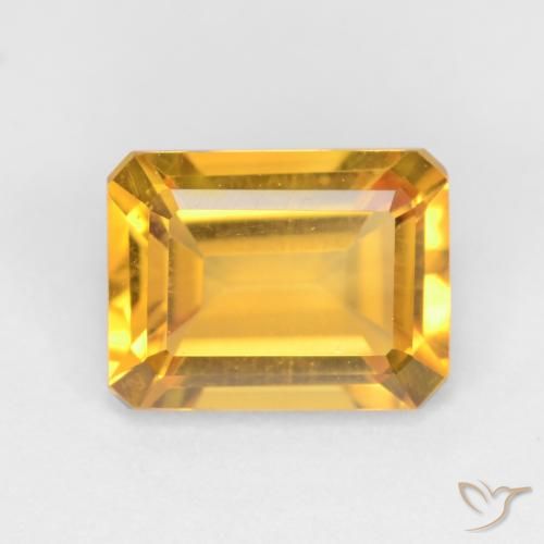 1.54ct Natural Medium Gold Citrine, Emerald Cut, VVS-VS