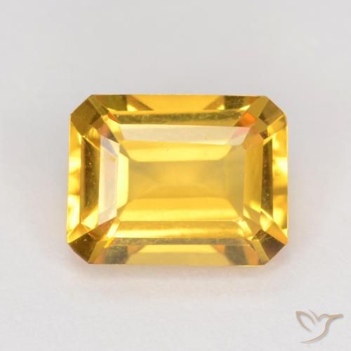 1.63ct Natural Medium Gold Citrine, Emerald Cut, VVS-VS