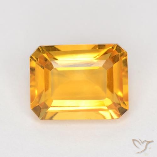 1.66 ct Yellow Citrine, 8.2 x 6.3 mm Octagon Cut From Brazil, Photo A