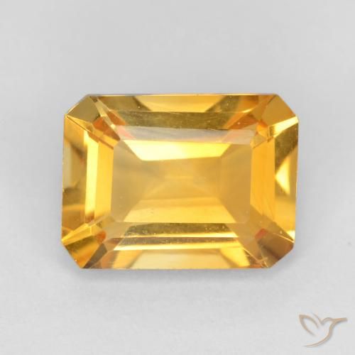 1.34ct Natural Golden Orange Citrine, Emerald Cut, VVS-VS