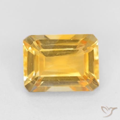 1.69ct Natural Bright Gold Citrine, Emerald Cut, VVS-VS