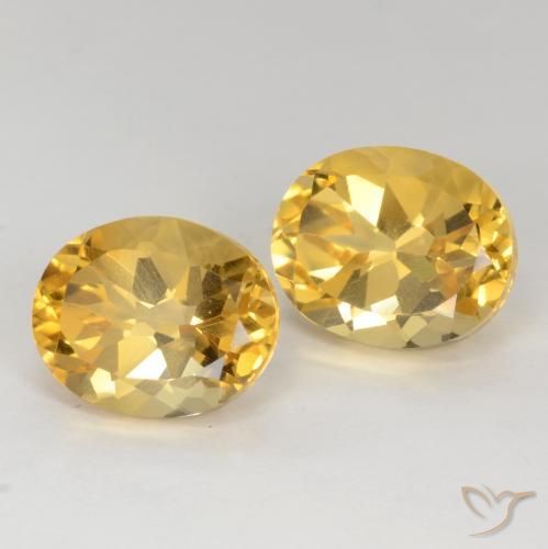 7.87 ctw Golden Citrine Stones, Natural Citrine in Oval Facet Shape for Sale