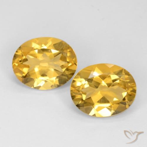 6.76 ctw Golden Citrine Gemstones, Citrine Gems in Oval Facet Shape for Sale.