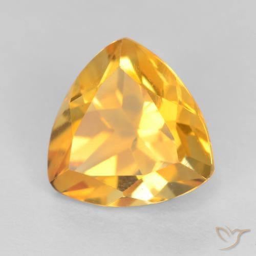 1.34 ct Golden Citrine Stone, Natural Citrine in Trillion Facet Shape for Sale