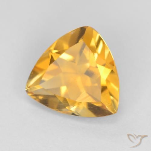 0.91 ct Golden Citrine Stone, Natural Citrine in Trillion Facet Shape for Sale