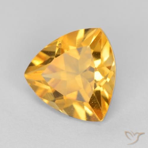 1.09 ct Golden Citrine Stone, Natural Citrine in Trillion Facet Shape for Sale