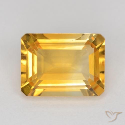 1.47ct Natural Medium Golden Citrine, Emerald Cut, VS